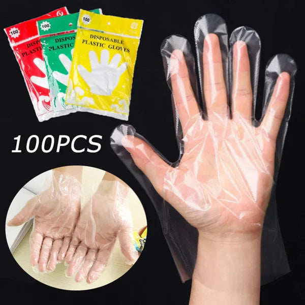 100 Pcs – Disposable Plastic Hand Gloves For Baking Home, Kitchen, Bakery, Restaurants Use