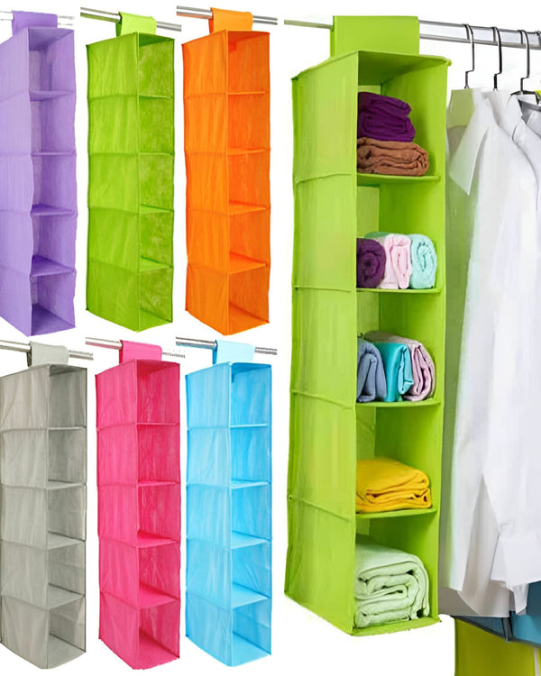 5 Shelf Clothes Hanging Organizers Pant Organizer Wardrobe Section Storage Closet Organizer