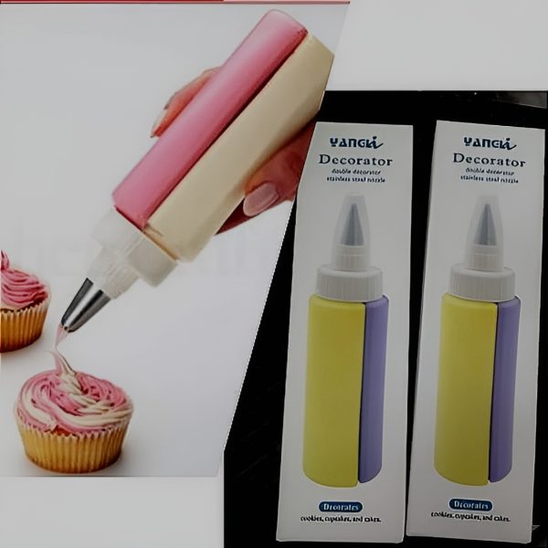 2 In 1 Cookie Cake Pastry Cup Cake Pudies Decorating Bottle Icing Pen With Stainless Steel Nozzle 100ml