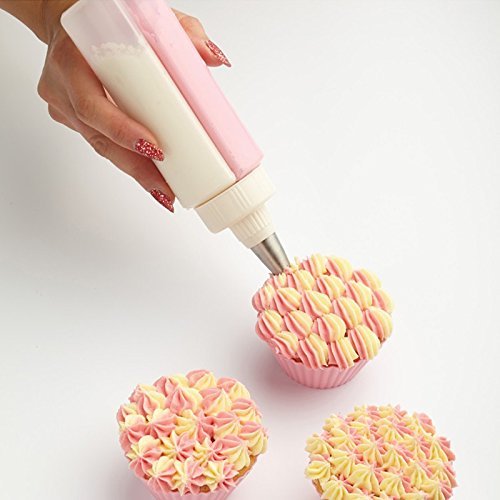 2 In 1 Cookie Cake Pastry Cup Cake Pudies Decorating Bottle Icing Pen With Stainless Steel Nozzle 100ml