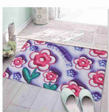 3D Printing Soft Mat Cut Flower Design Anti Slip Floor Door Mat Water Absorb for Bathroom, Kitchen or Room Multi Colour (Random color & Designs)