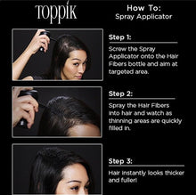 Load image into Gallery viewer, Toppik Pack of 3 - Fiber 27.5gm + Toppik Hair Comb + Toppik Applicator - BLACK and DARK BROW