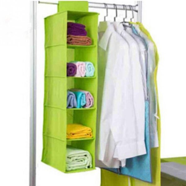 5 Shelf Clothes Hanging Organizers Pant Organizer Wardrobe Section Storage Closet Organizer