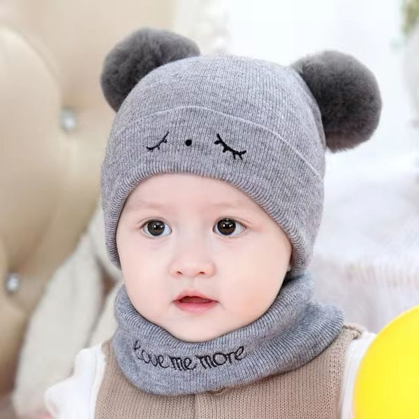 KIDS WOOL CAP WITH NECK WARMER