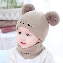 Load image into Gallery viewer, KIDS WOOL CAP WITH NECK WARMER