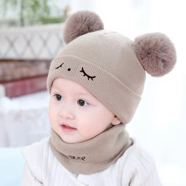 KIDS WOOL CAP WITH NECK WARMER