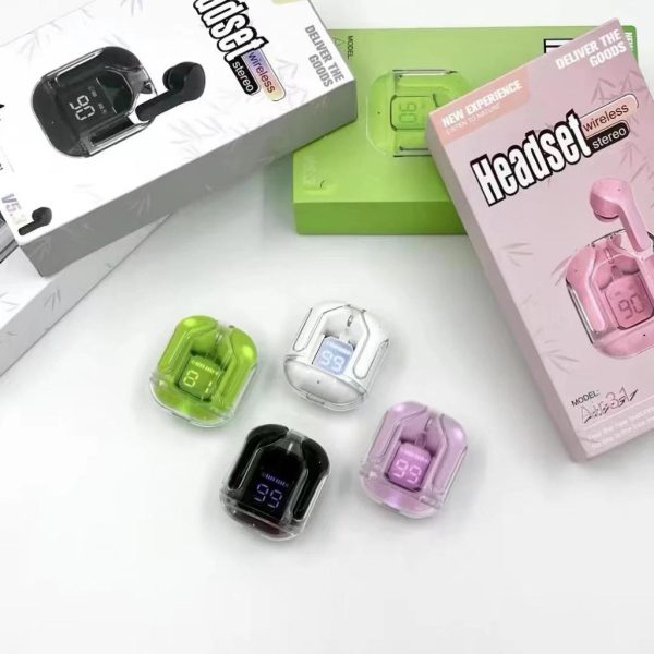 Air31 Earbuds Wireless Crystal Transparent body | Air 31 Bluetooth Ear Bud - (Without pouch)