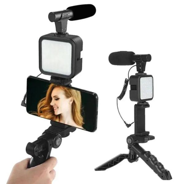 Ay-49 Video Making Kit Vlogging Tripod Triple Band Light