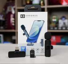 Load image into Gallery viewer, K8 Type-C Wireless Lavalier Microphone Portable Audio Video Recording Mic For Type C Android Live Game Mobile Phone Mic for Vlog Interview podcast live streaming