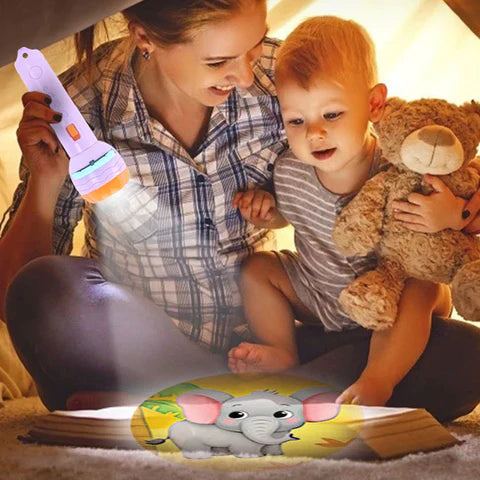 Baby Projector Torch 3 Cards Cartoon Projection Flashlight Children Early Education Toy