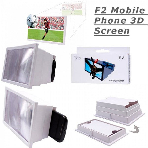 F2 Portable 3d Magnifier Screen Enlarger / Magnifying Glass Zoom Video Screen Hd All Mobile Phone