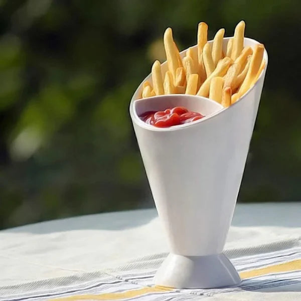 French Fries Cup Potato Fries Holder With Ketchup Holder For Sauce