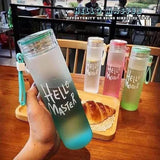 Frosted Glass Water Bottle With Hello Master Decal Logo - 400ml