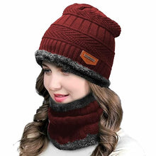 Load image into Gallery viewer, Head &amp; Neck Cap Beanies Combo – Woolen Winter Beanie Cap With Neck Warmer Muffler For Men And Women