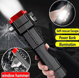 High-power Led Torch Light Rechargeable Flashlight And Multifunctional Tactical Hammer For Your Lighting Needs