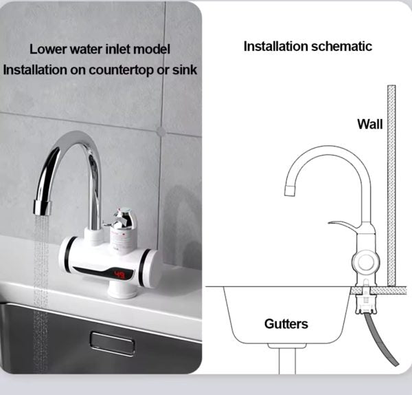 Instant 360° Electric Water Heating Tap For Kitchens And Bathrooms | Shock-proof Design | Digital Temp° Display | Hot And Cold Water