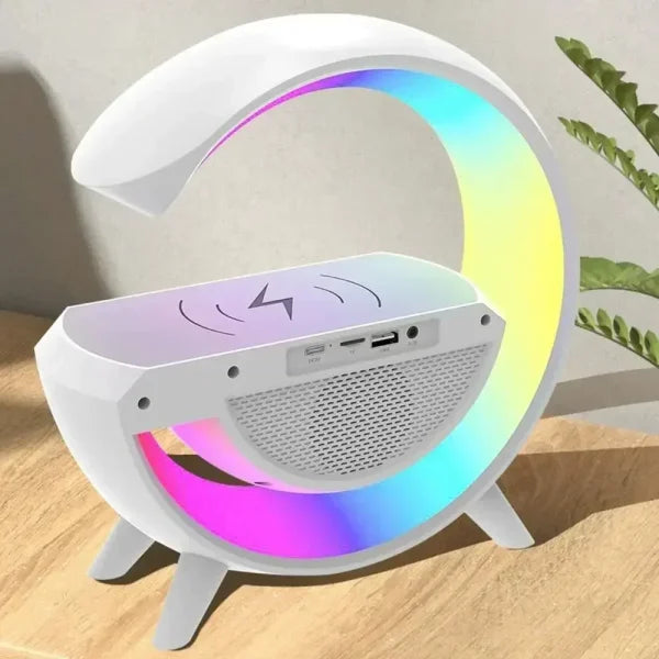 Multi-functional Led Clock Display Speaker G Lamp | Led Wireless Charging Speaker, G-shaped Speaker Light, Bluetooth Mp3 Player, Night Light And Alarm Clock, For Living Room