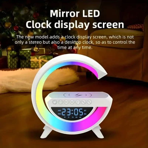 Multi-functional Led Clock Display Speaker G Lamp | Led Wireless Charging Speaker, G-shaped Speaker Light, Bluetooth Mp3 Player, Night Light And Alarm Clock, For Living Room