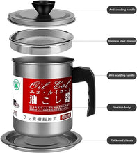 Load image into Gallery viewer, Oil Fryer Cookerwith Stainless Steel Fine Mesh with Lid Food Grade Iron Cooking Oil Filter Machine with Handle for Kitchen(1.4L)