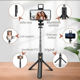 R1S Selfie Stick with Tripod | Bluetooth Foldable Selfie Rod  for Phone Action Camera Iphone ﻿