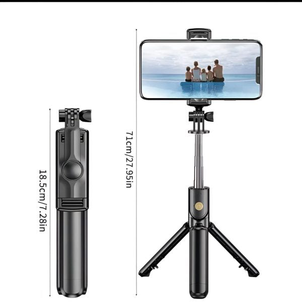 R1S Selfie Stick with Tripod | Bluetooth Foldable Selfie Rod  for Phone Action Camera Iphone ﻿