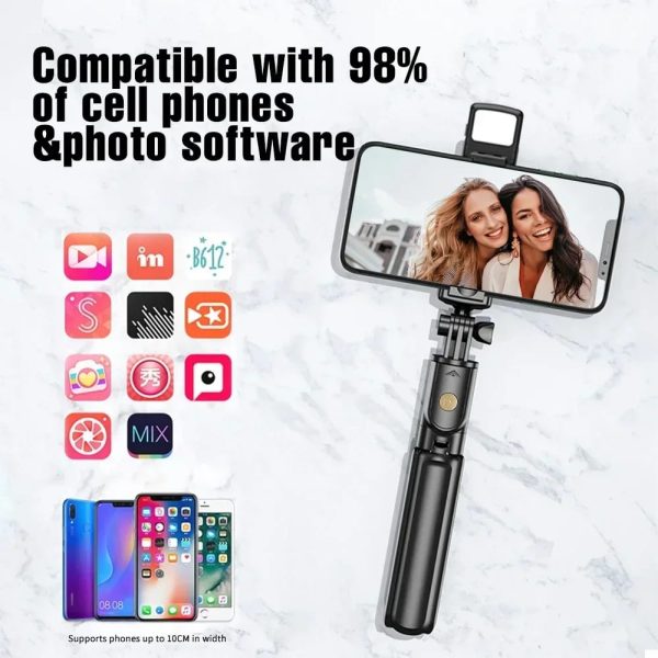 R1S Selfie Stick with Tripod | Bluetooth Foldable Selfie Rod  for Phone Action Camera Iphone ﻿