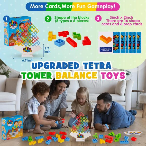 Russian Building Blocks 18 pcs Tetra Tower Game Stacking Toys Balance Tower Puzzle Board Game Kids DIY