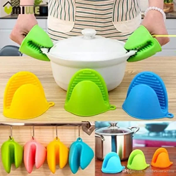 Silicone Heat Resistant Gloves Clips Insulation Non Stick Anti-slip Pot Bowel Holder Clip Cooking Baking Oven Mitts - Pair