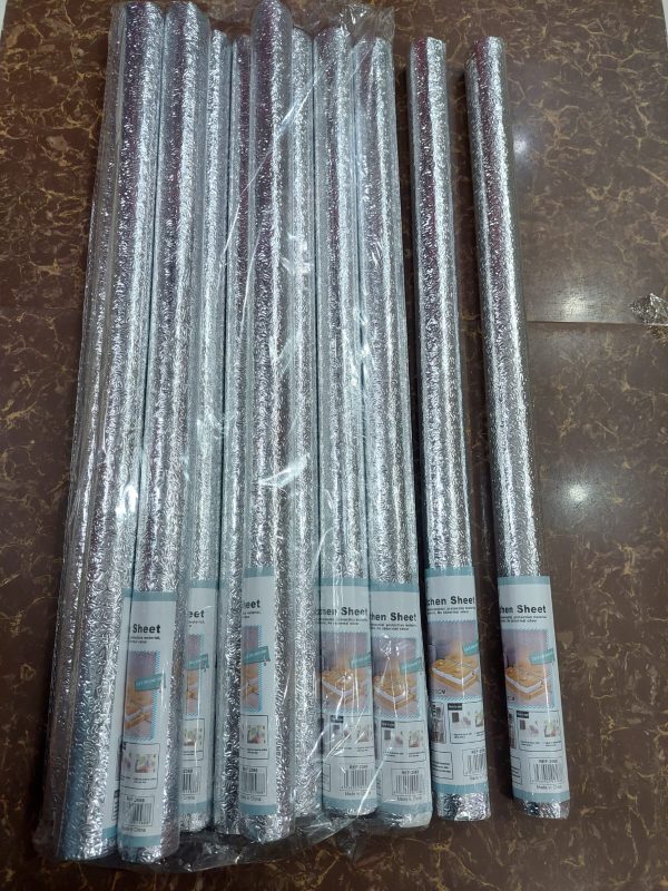 Kitchen Oil Proof Waterproof Sticker Aluminum Foil Sheet Kitchen Stove Cabinet Stickers Self Adhesive Wallpapers (Size 60×200Cm (2Meter))