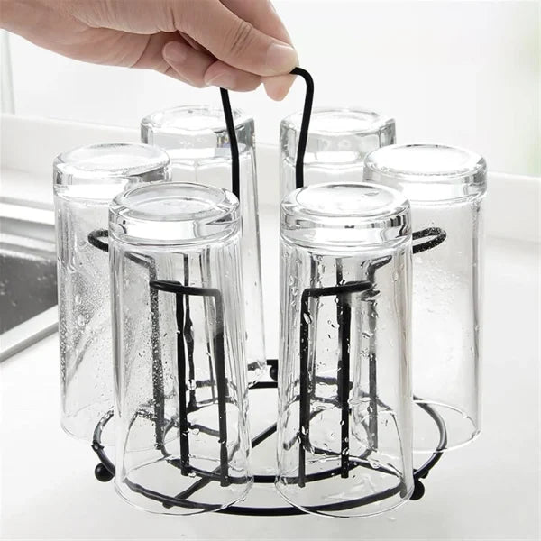 Tabletop Metal Glass Stand, 6 Mug Storage Rack, / Glass, Mug, Non-slip Mugs Bottles Organizer For Kitchen