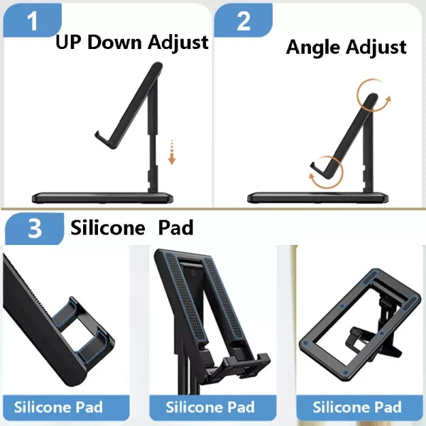 Universal Plastic Mobile Phone Holder | Adjustable Foldable Desktop Stand