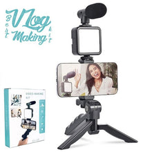 Load image into Gallery viewer, Vlogger video making Kits Vlog Microphone LED Fill Light Mini Tripod mobile holder